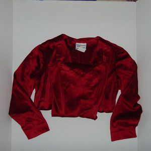 Red Velvet Dress with Crop Bolero Jacket - Size 5/6